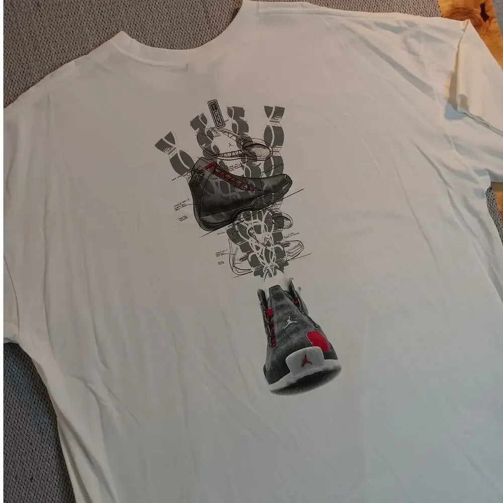Nike Air Jordan Sneaker Tech Tee Mens XXL White Jumpman Logo Basketball Shoe Y2K